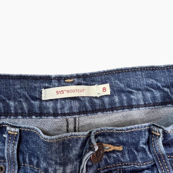 Levi’s 515 Five Pocket Blue Medium Wash Mid Rise Boot Cut Denim Jeans Size 8 - Picture 12 of 16